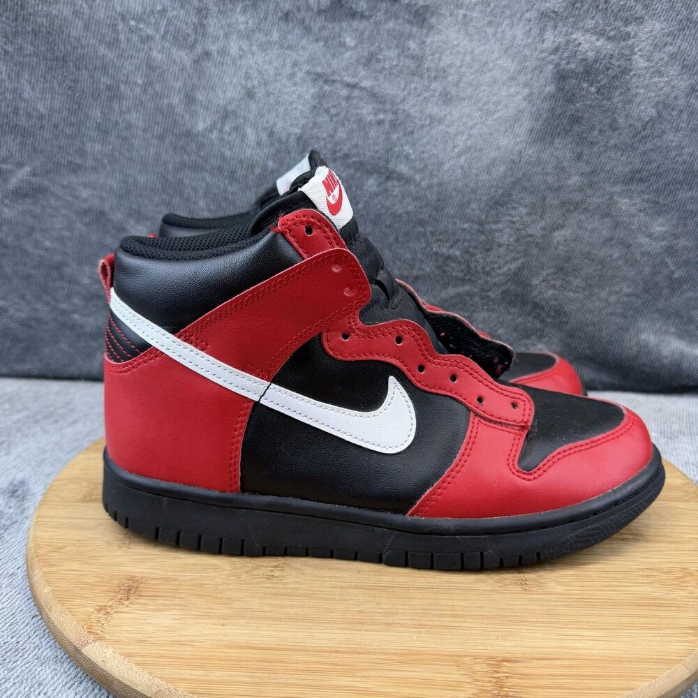 Nike Dunk High Shoes Boys Size 6.5Y Red Black Sneakers DB2179-003 No Laces
